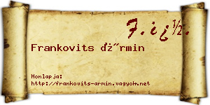 Frankovits Ármin névjegykártya